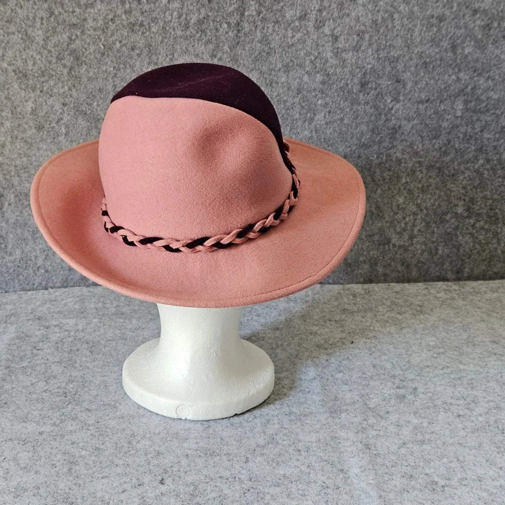 Kurt Jr. Two Tone Pink Purple Felt Fedora Wide Brim Hat Braided Band Colorblock